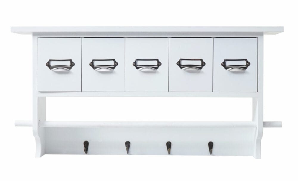 Garderobe Wandgarderobe mit 5 Schubladen Vintage weiss
