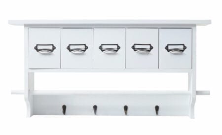 Garderobe Wandgarderobe mit 5 Schubladen Vintage weiss