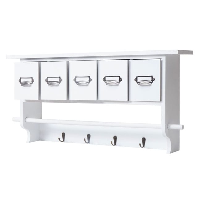 Garderobe Wandgarderobe mit 5 Schubladen Vintage weiss