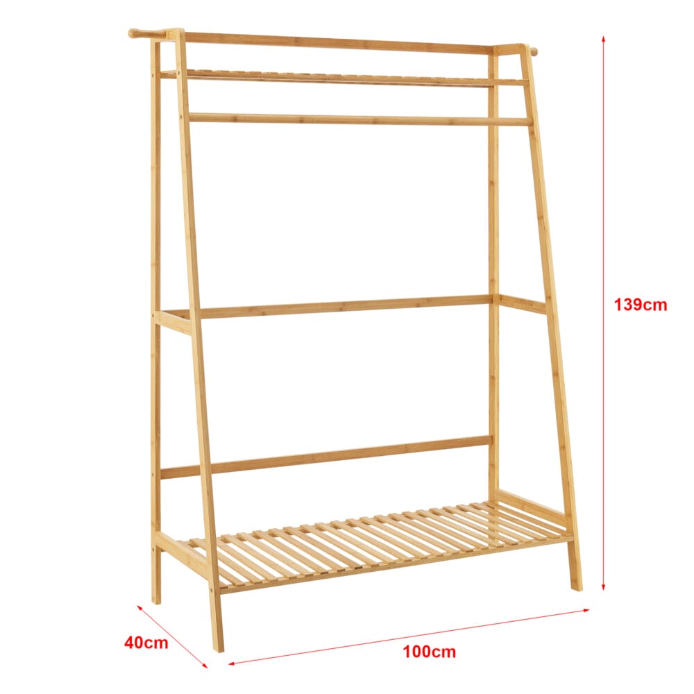 Garderobenständer Föglö 139x100x40cm Bambus Natur