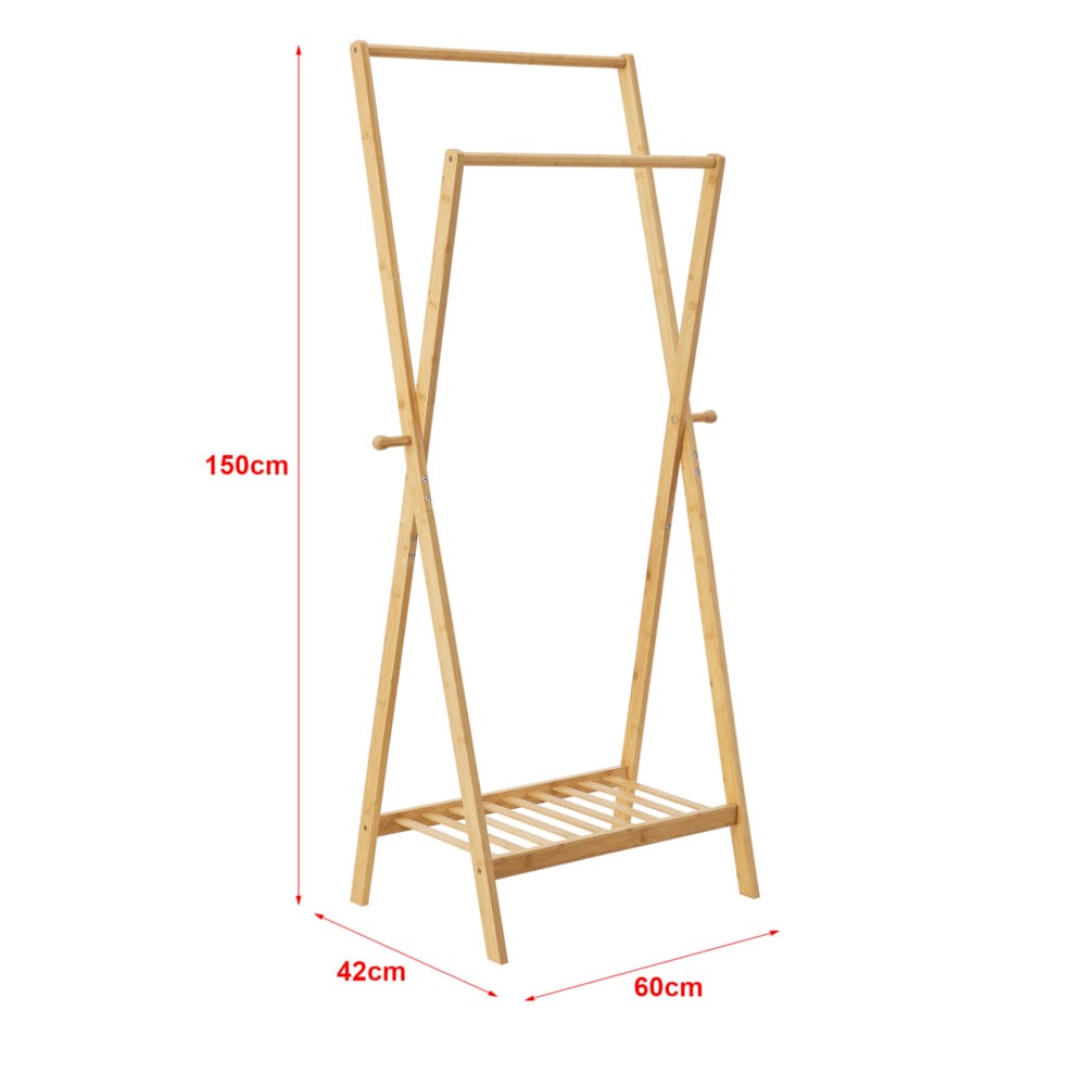 Garderobenständer Keitele 150x60x42cm Bambus Natur