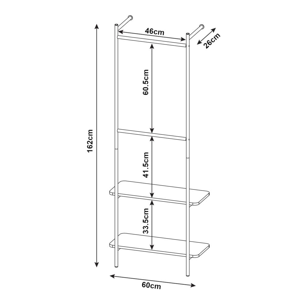 Wandgarderobe Bremanger 162x60x26cm Schwarz