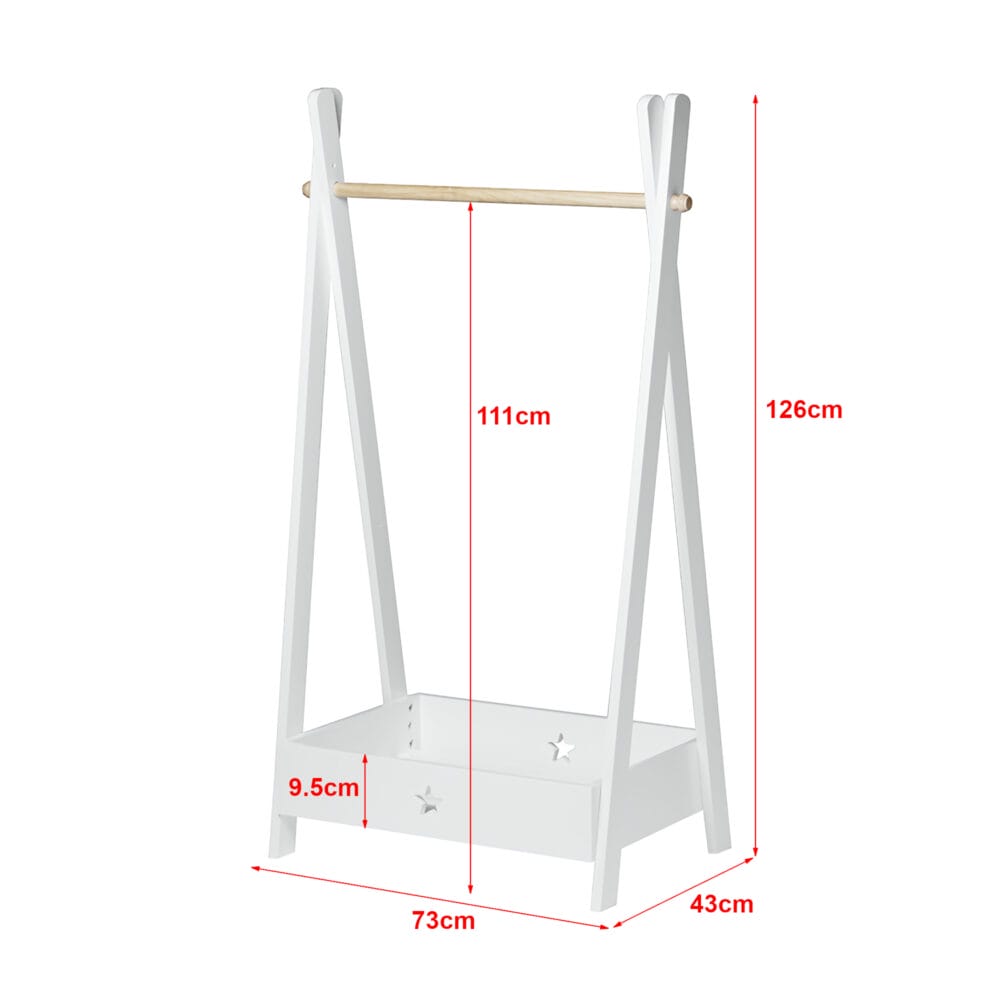 Kinder-Garderobe Laxe 126x73x43cm Weiss/Natur