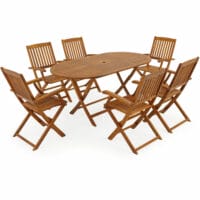 Garten-Sitzgruppe 1x Gartentisch & 6 Gartenstühle Akazienholz