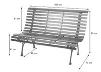 Gartenbank 3-Sitzer Gusseisen Holz 160cm hellbraun