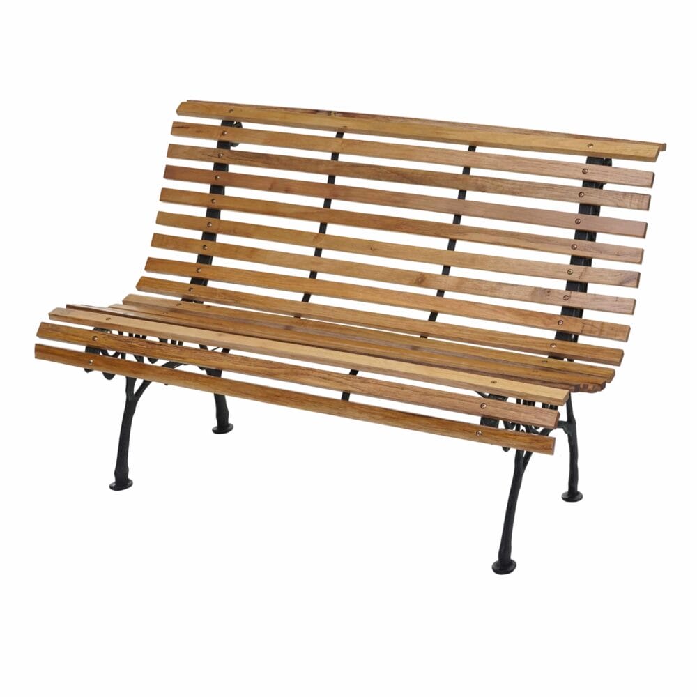 Gartenbank 3-Sitzer Gusseisen Holz 160cm hellbraun