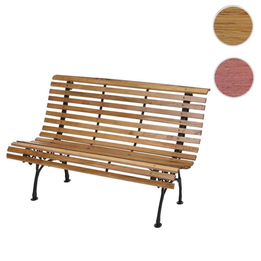 Gartenbank 3-Sitzer Gusseisen Holz 160cm hellbraun