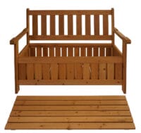 Gartenbank HWC-L68 mit Stauraum Outdoor Tanne Holz MVG 114cm braun