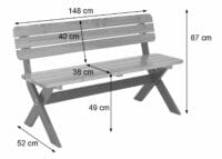 Gartenbank JAM-J83 Massiv-Holz FSC-zertifiziert 148cm