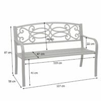 Gartenbank Metall 2 Sitzer grau 127cm