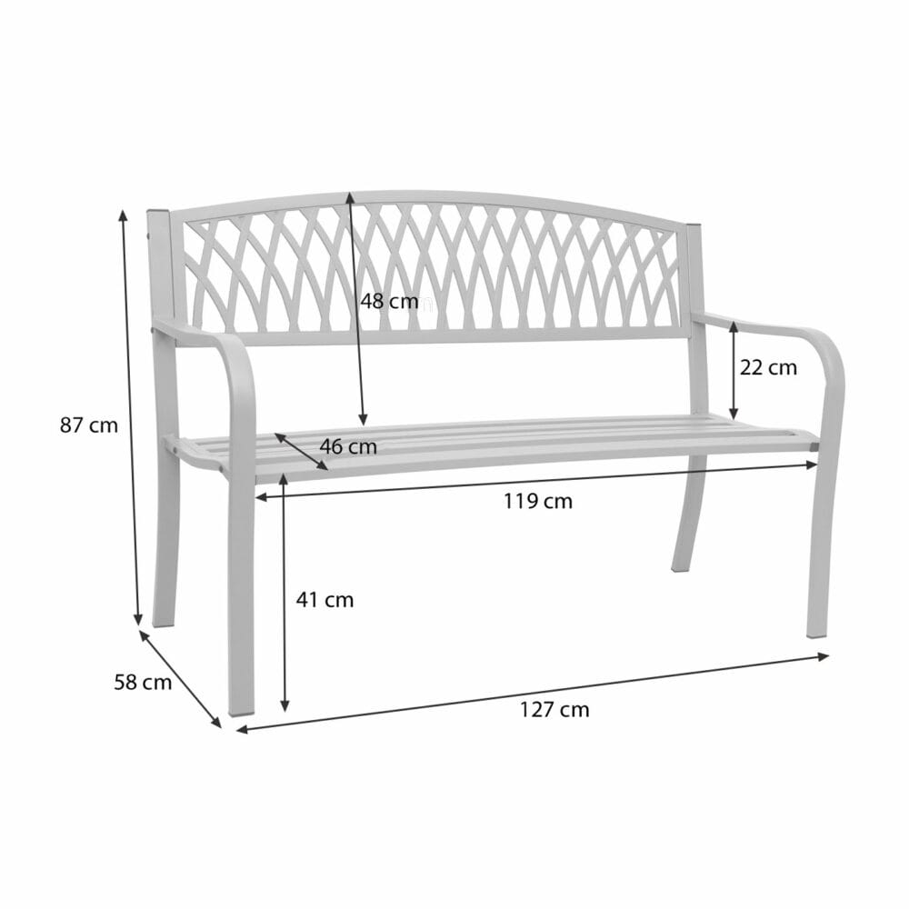 Gartenbank Metall 2 Sitzer grau 127cm