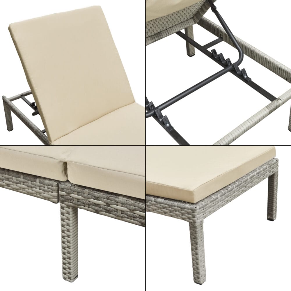 Gartenliege Cartes mit verstellbarer Rückenlehne Polyrattan Creme