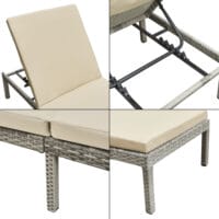 Gartenliege Cartes mit verstellbarer Rückenlehne Polyrattan Creme