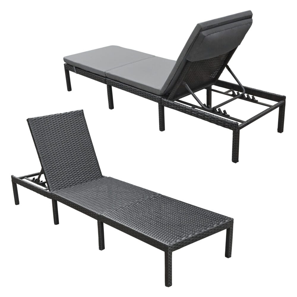 Gartenliege Cartes mit verstellbarer Rückenlehne Polyrattan Dunkelgrau