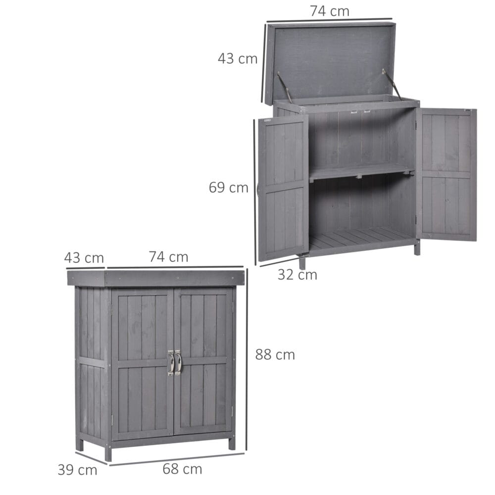 Gartenschrank Doppeltür Gerätehaus mit 2 Fächern 74x43x88cm