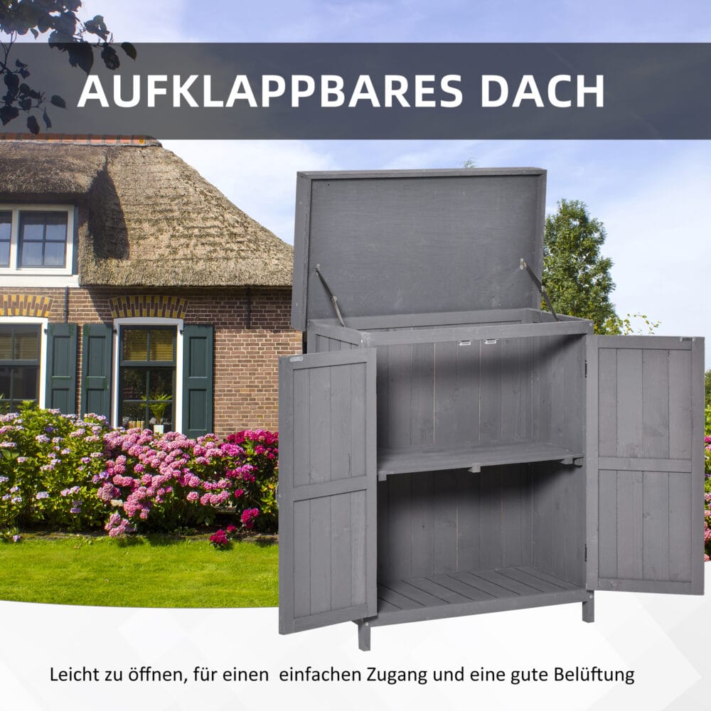 Gartenschrank Doppeltür Gerätehaus mit 2 Fächern 74x43x88cm