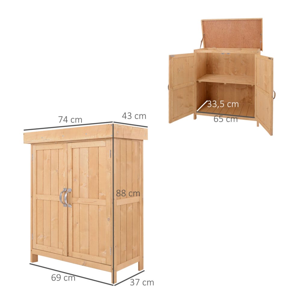 Gartenschrank Doppeltür Tannenholz Natur 74x43x88cm