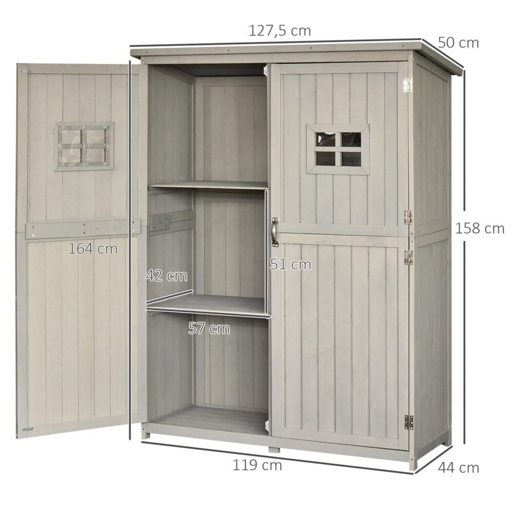 Gartenschrank Holz Geräteschrank Pultdach 127.5x50x164cm