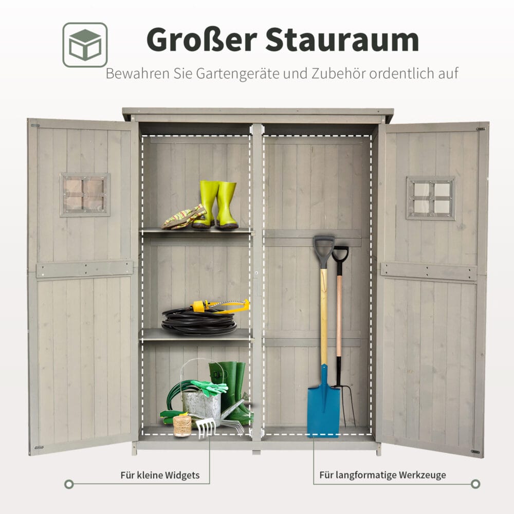 Gartenschrank Holz Geräteschrank Pultdach 127.5x50x164cm
