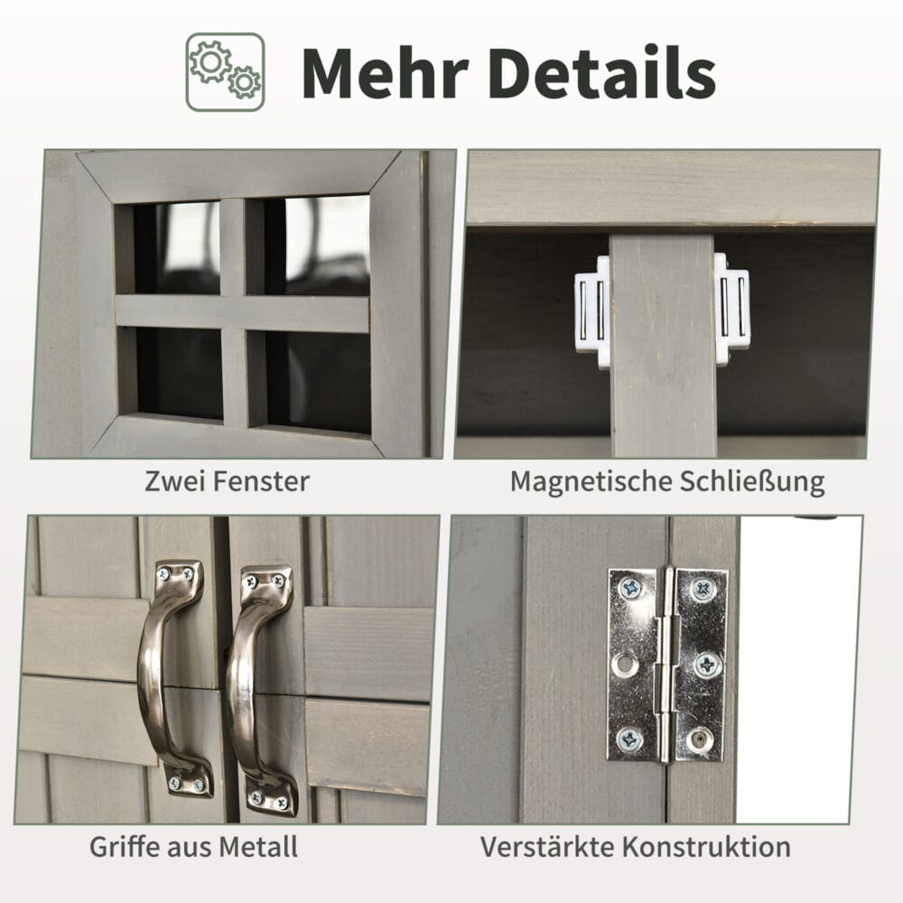 Gartenschrank Holz Geräteschrank Pultdach 127.5x50x164cm