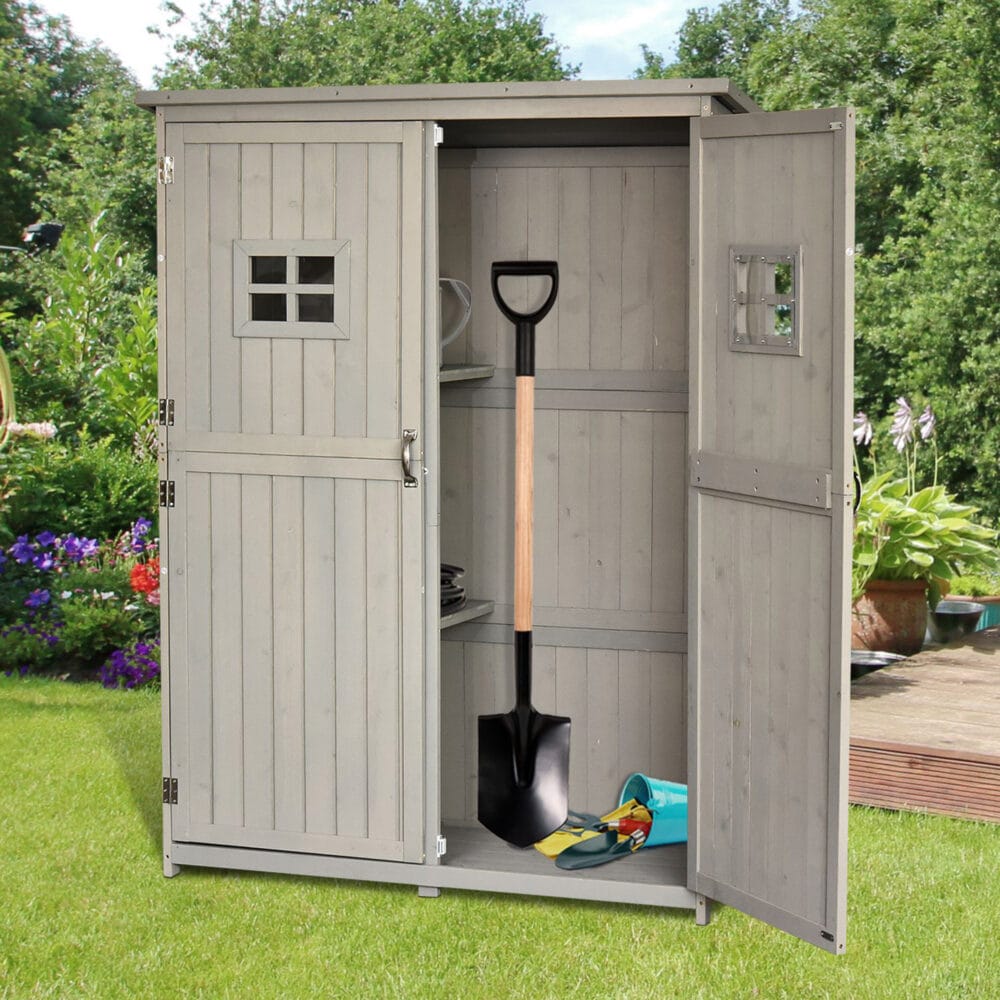 Gartenschrank Holz Geräteschrank Pultdach 127.5x50x164cm