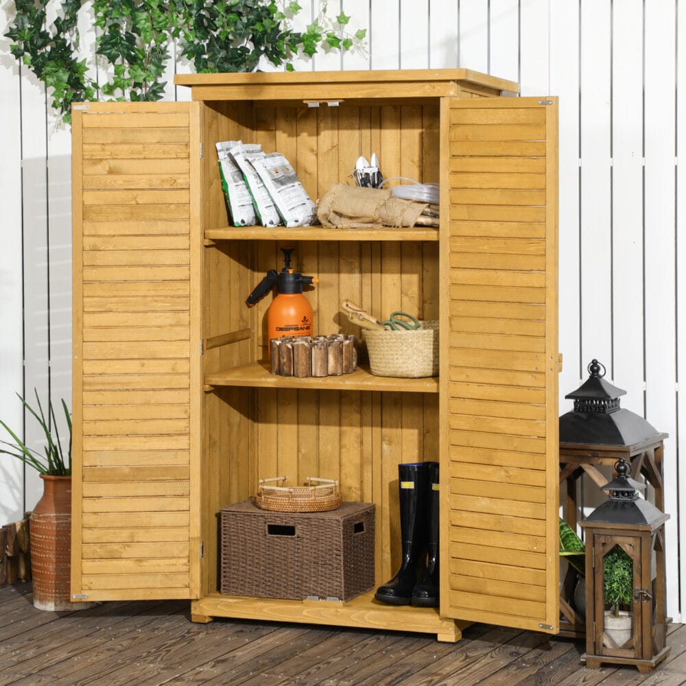 Gartenschrank Pultdach Lamellentüren Tannenholz 87x46.5x160cm