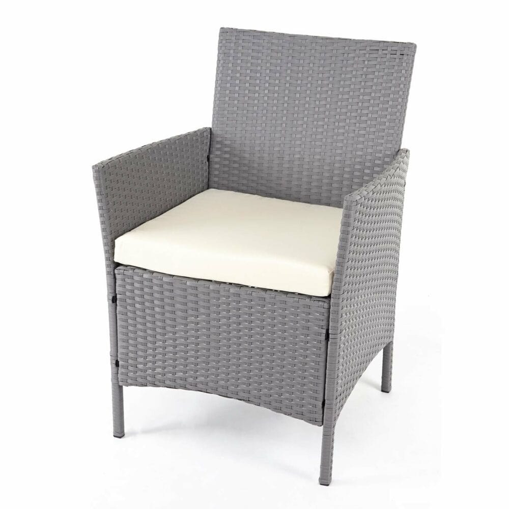 Gartensitzgruppe Rattan Lounge  7tlg. grau mit Kissen creme