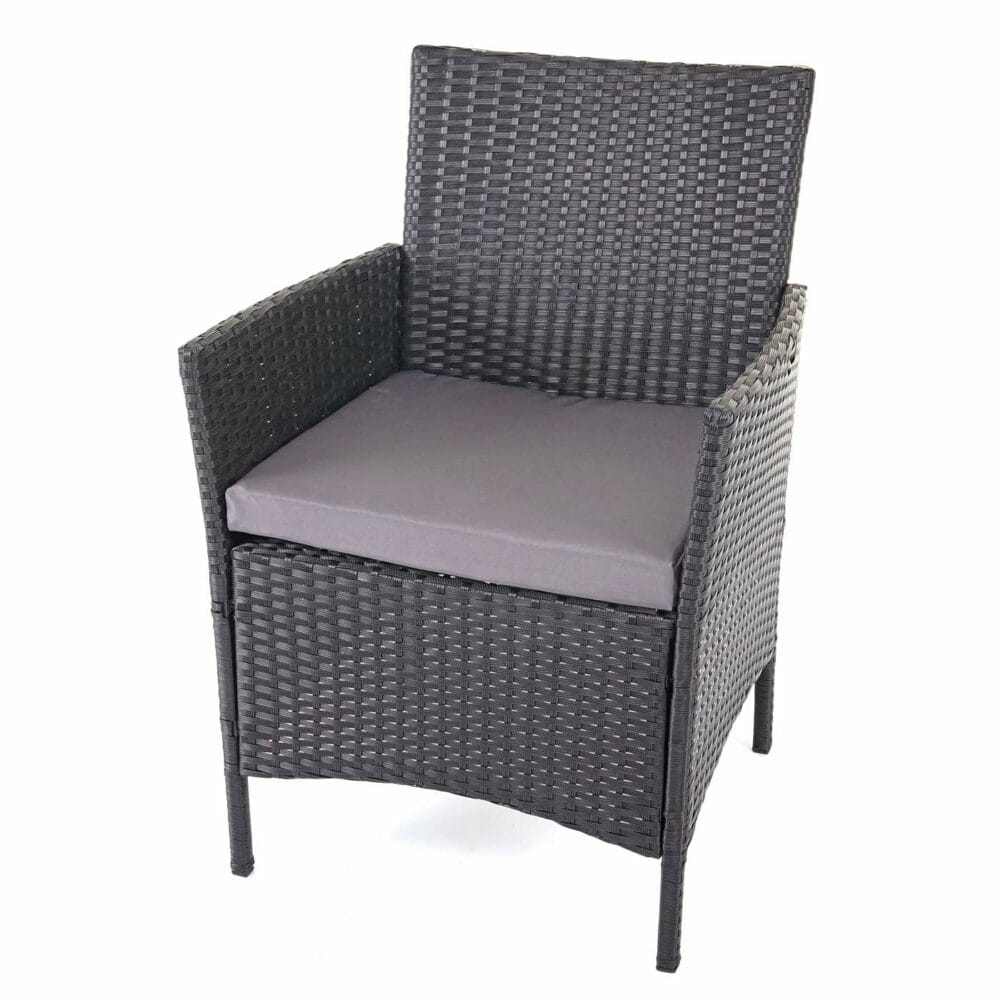 Gartensitzgruppe Rattan Lounge  7tlg. schwarz mit Kissen anthrazit