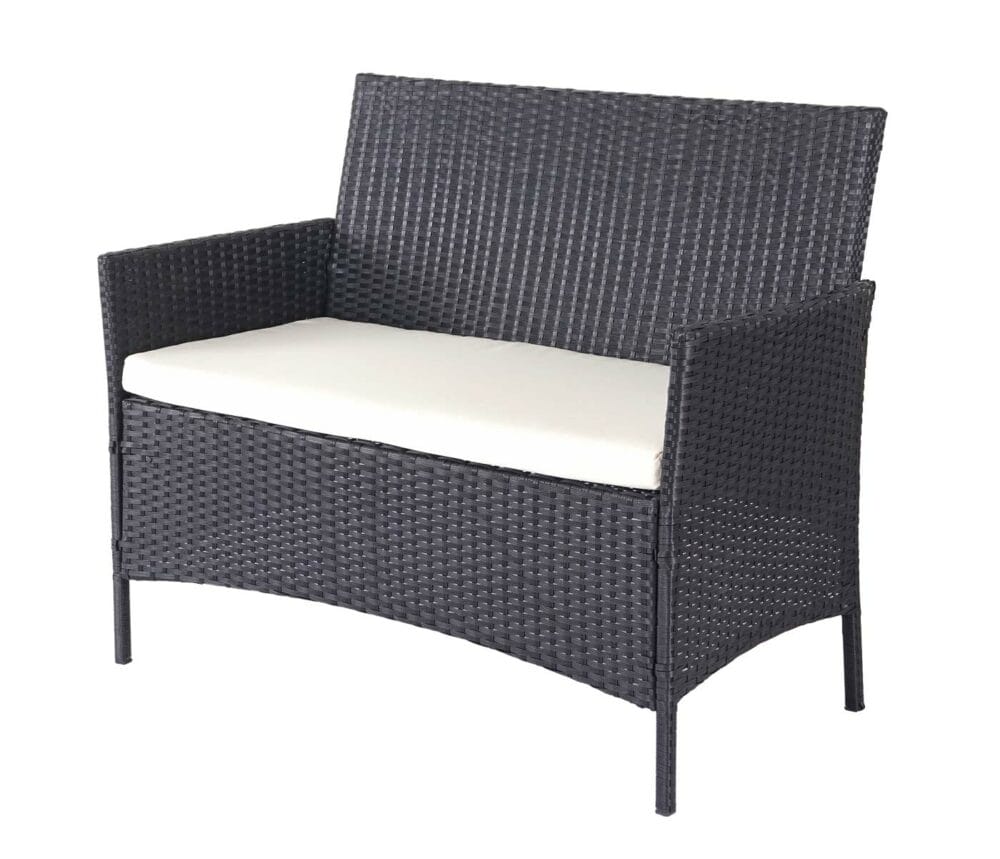 Gartensitzgruppe Rattan Lounge  7tlg. schwarz mit Kissen creme