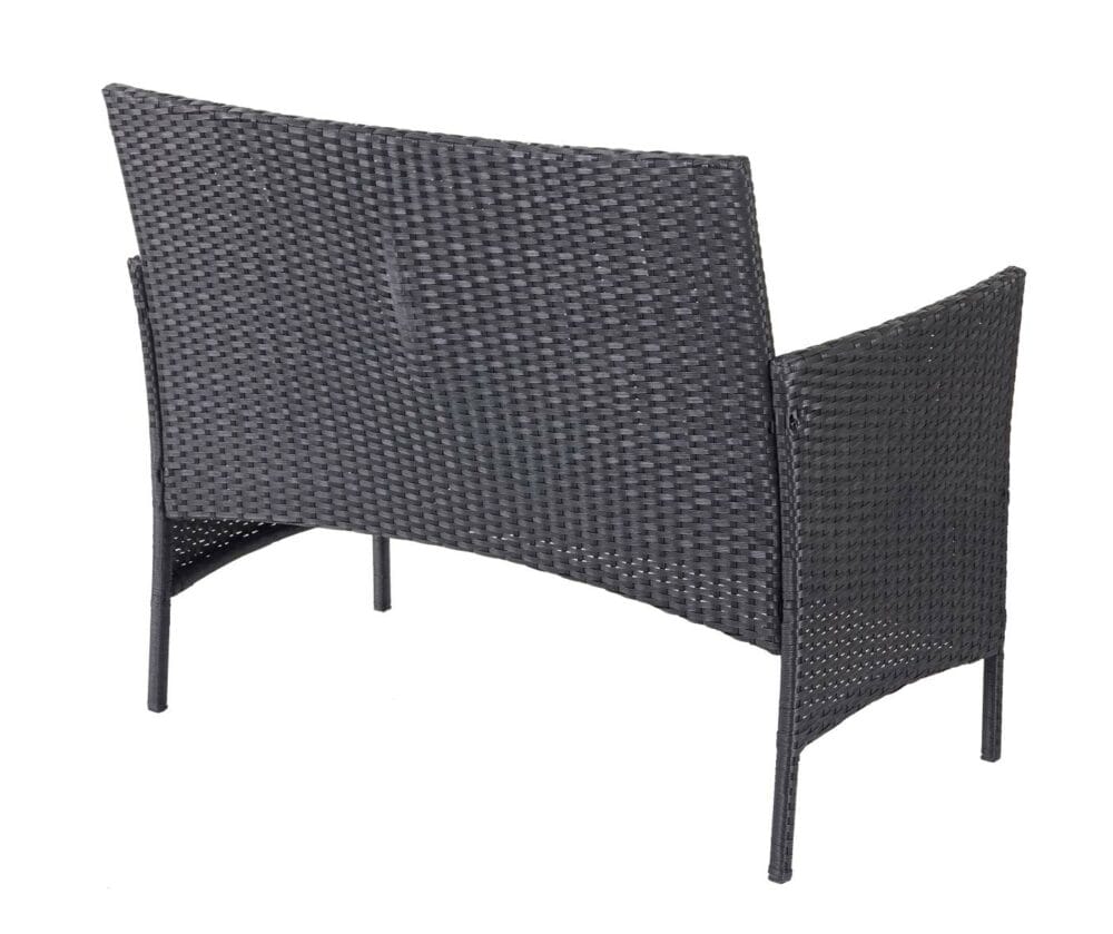 Gartensitzgruppe Rattan Lounge  7tlg. schwarz mit Kissen creme