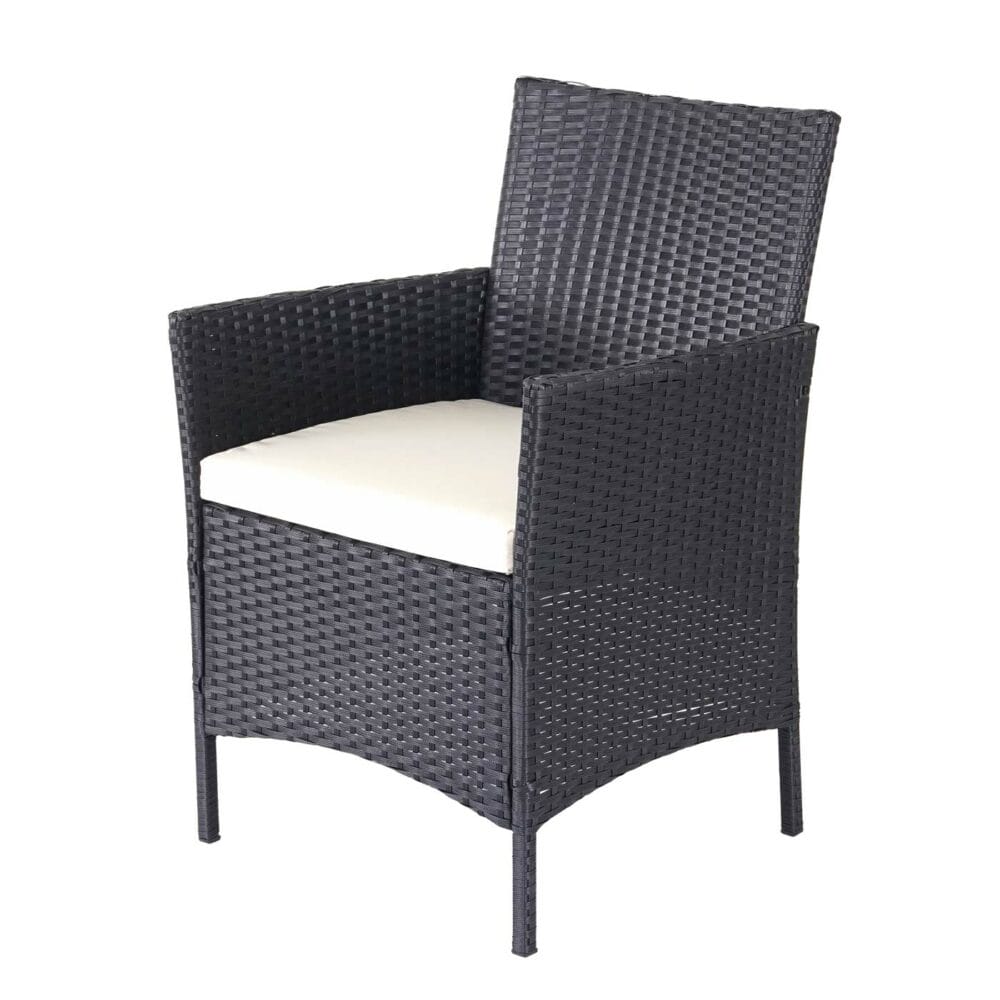 Gartensitzgruppe Rattan Lounge  7tlg. schwarz mit Kissen creme