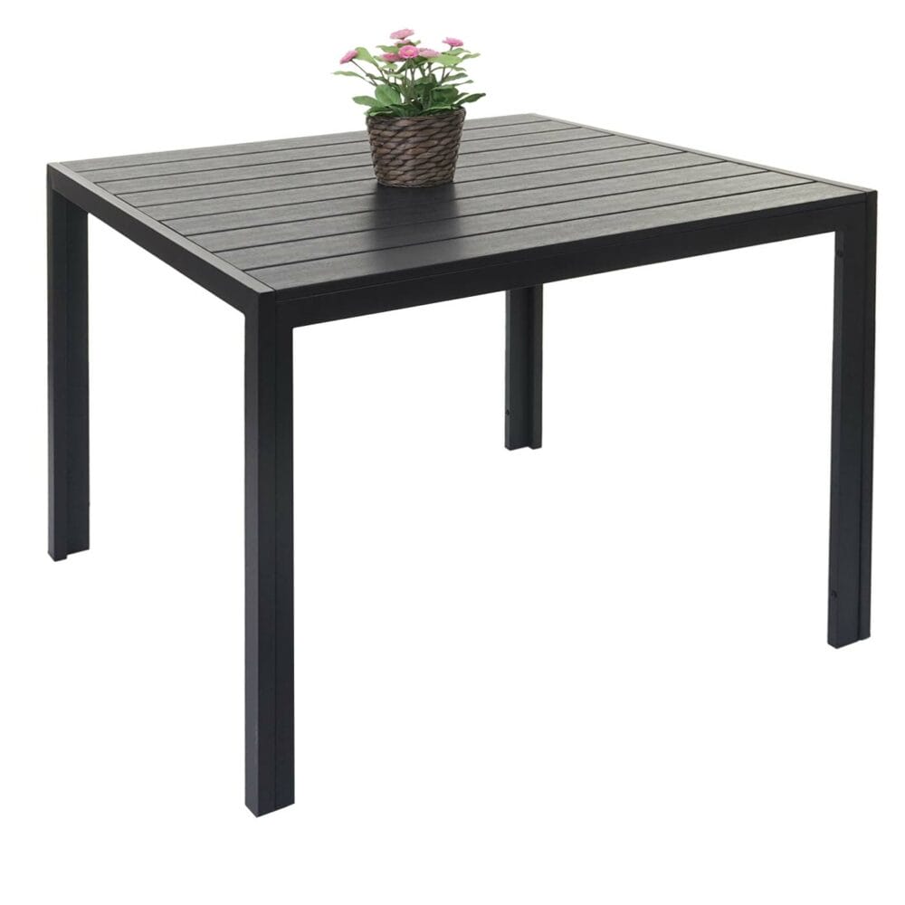 Gartentisch Esszimmertisch WPC-Tischplatte 76x90x90cm schwarz