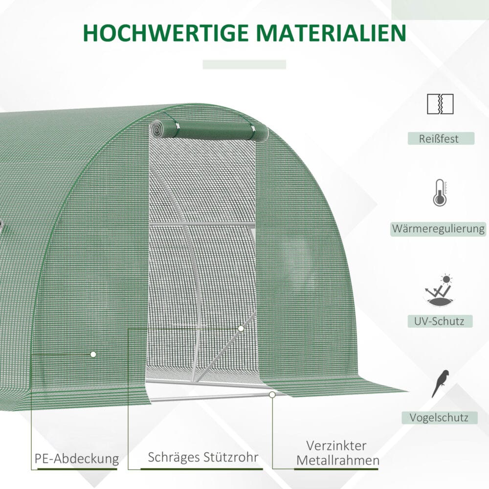 Gewächshaus 4.5x3x2m Folientunnel Tomatenhaus