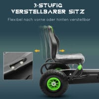 Gokart mit Gummireifen mit verstellbarem Sitz ab 5 Jahren grün