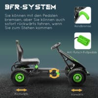 Gokart mit Gummireifen mit verstellbarem Sitz ab 5 Jahren grün