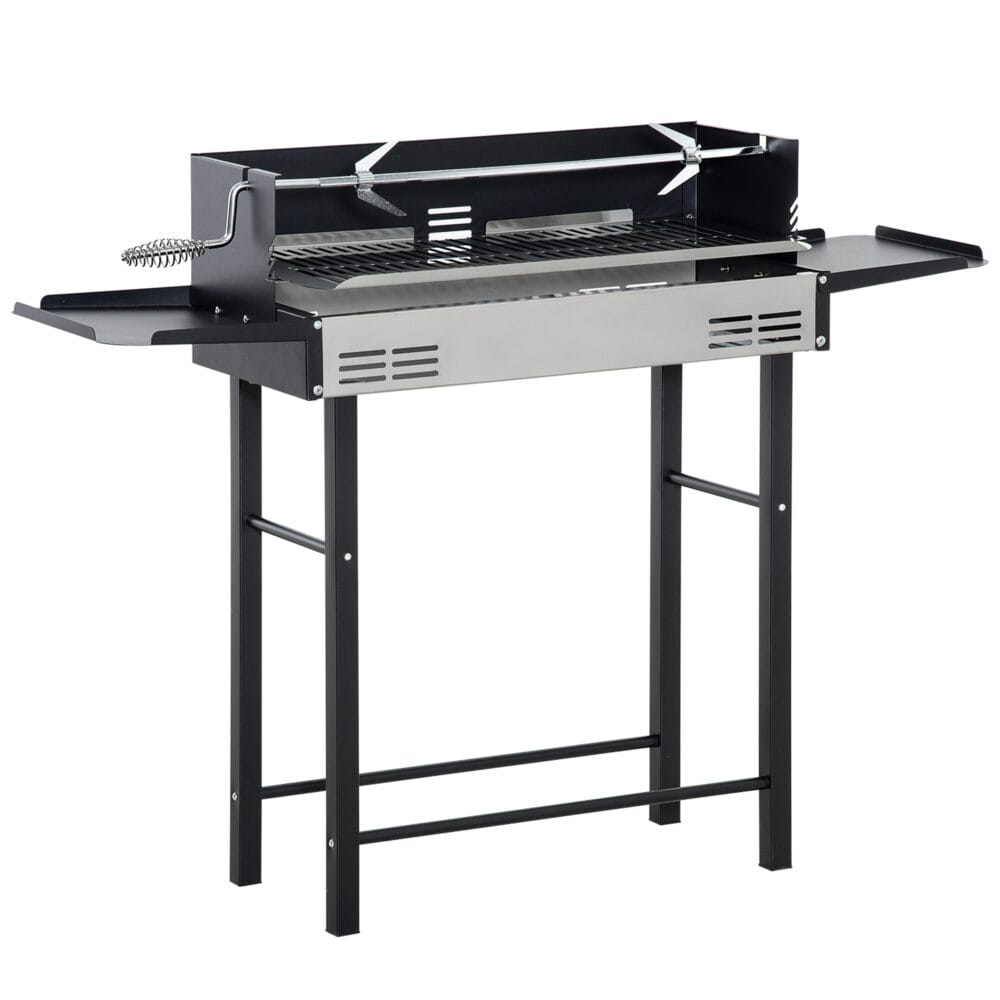 Grill mit Drehspiess Rostfreier Stahl 118x32x90cm