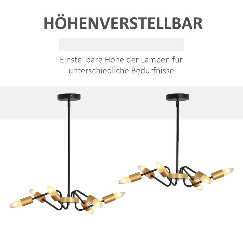 Hängelampe 6-flammig höhenverstellbar Deckenleuchte Industrial E27