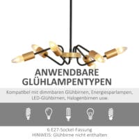 Hängelampe 6-flammig höhenverstellbar Deckenleuchte Industrial E27