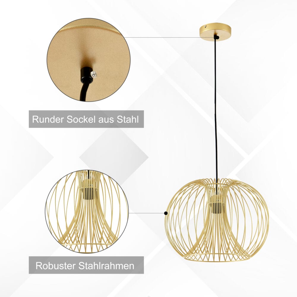 Hängelampe Hängeleuchte gold Modern E27 40W