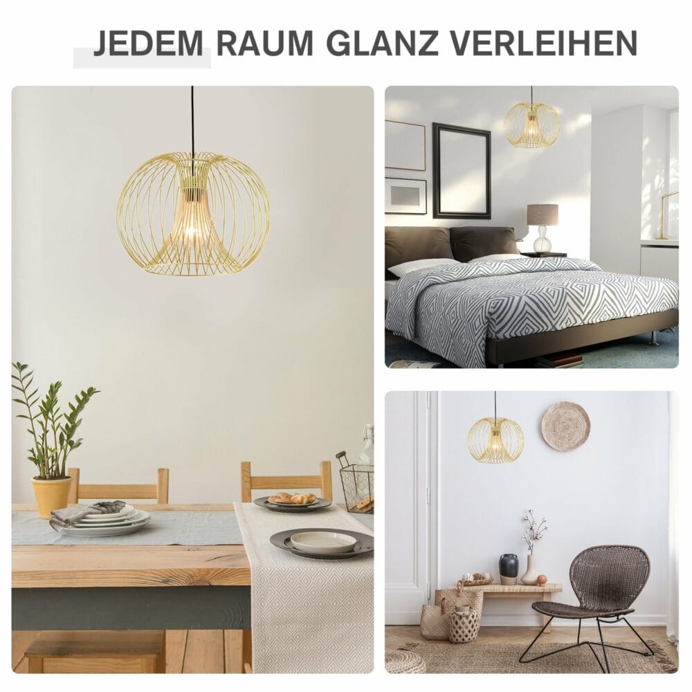 Hängelampe Hängeleuchte gold Modern E27 40W