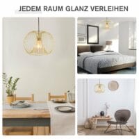 Hängelampe Hängeleuchte gold Modern E27 40W