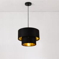 Hängeleuchte Lopar Ø 30cm E27 Metall Stoff Schwarz Gold