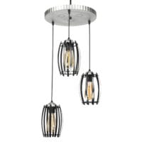 Hängeleuchte Purley 3xE27 Metall Silber Schwarz