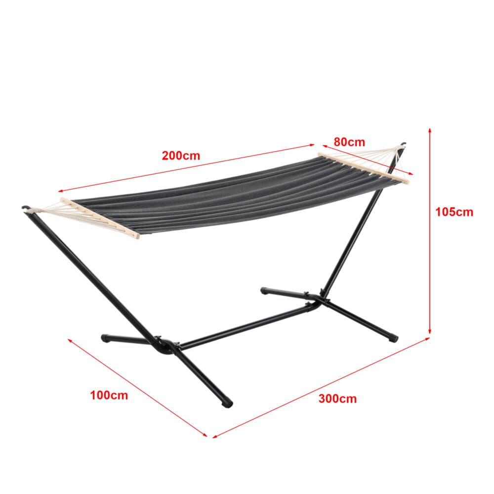 Hängematte 'Surte' mit Gestell 200x100cm Dunkelgrau