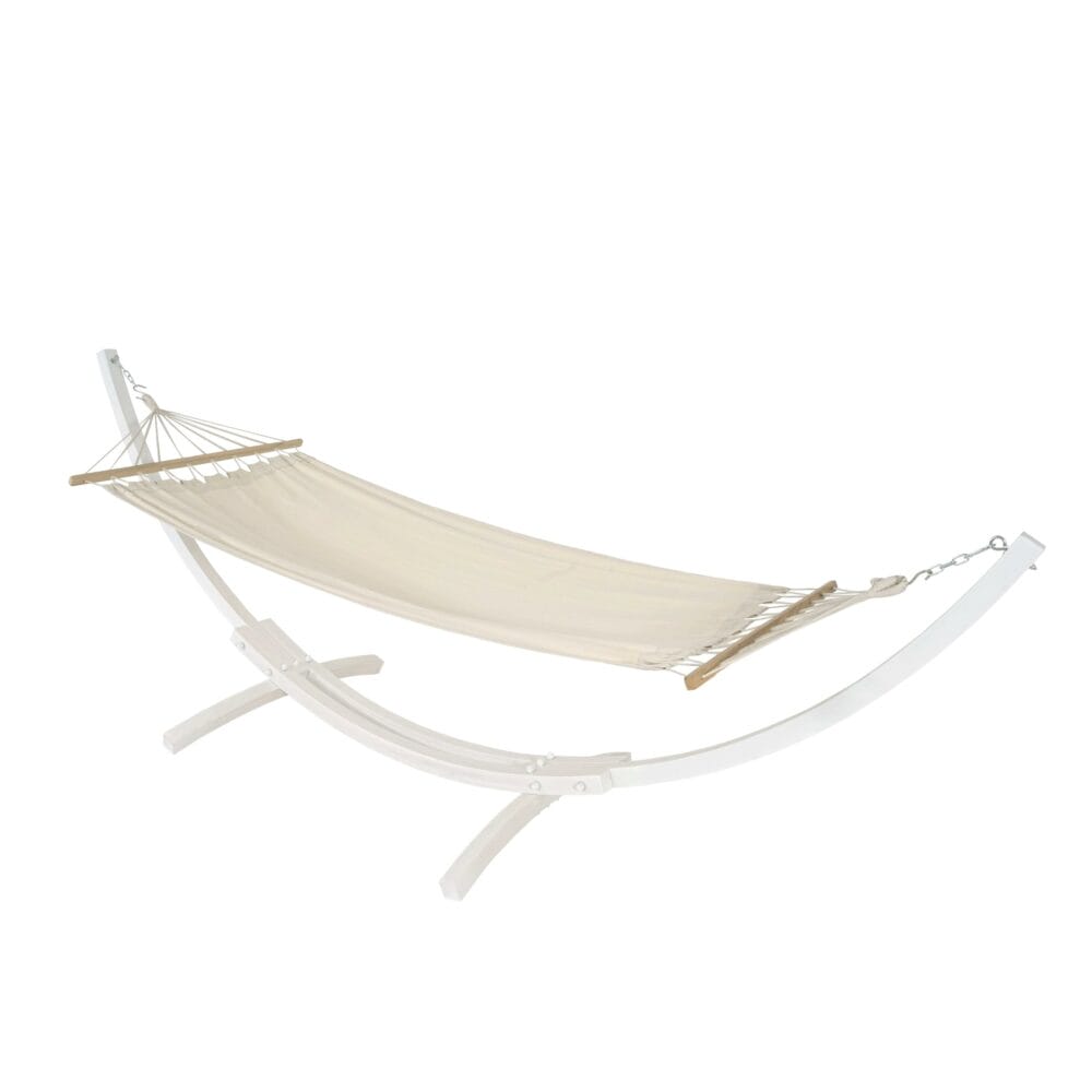 Hängematte mit Gestell FSC-zertifiziert 320cm weiss Matte creme-weiss