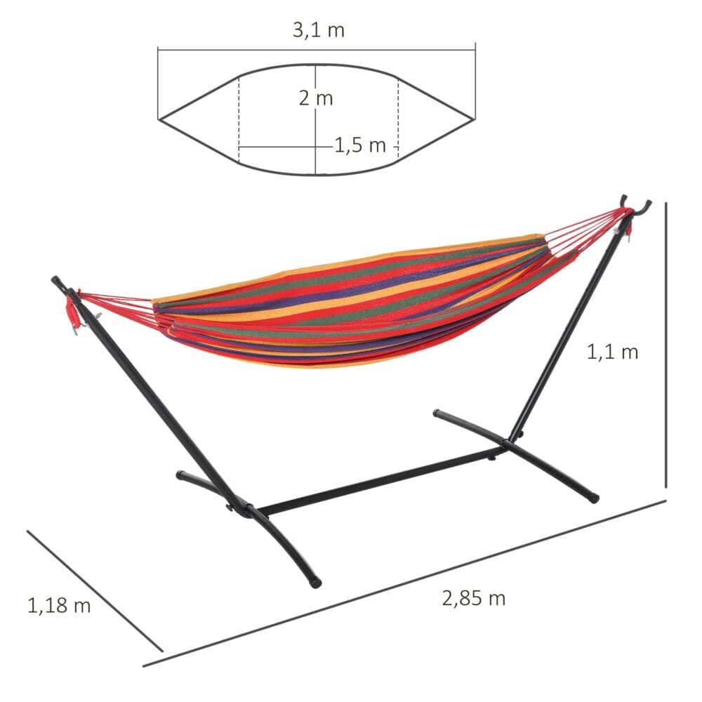 Hängematte mit Hängemattengestell und Tragetasche 285cm