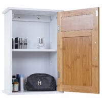 Hängeschrank HWC-A85 Bambus 52x35x21cm weiss