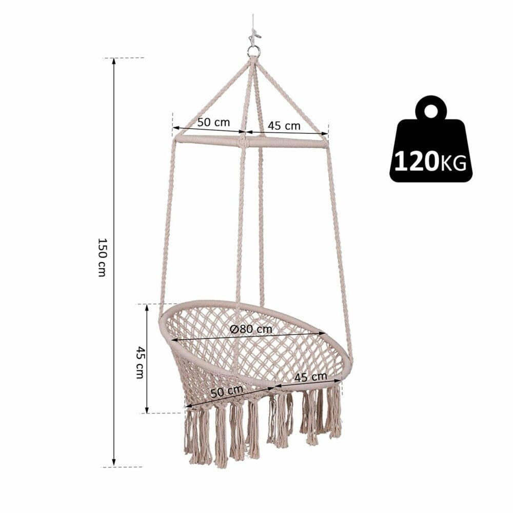 Hängesessel Hängeschaukel Schwebesessel Baumwolle ∅80cm