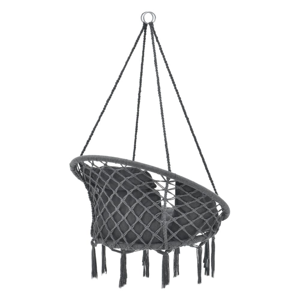 Hängesessel Kailua Max. 150 kg Indoor Outdoor mit Kissen Dunkelgrau