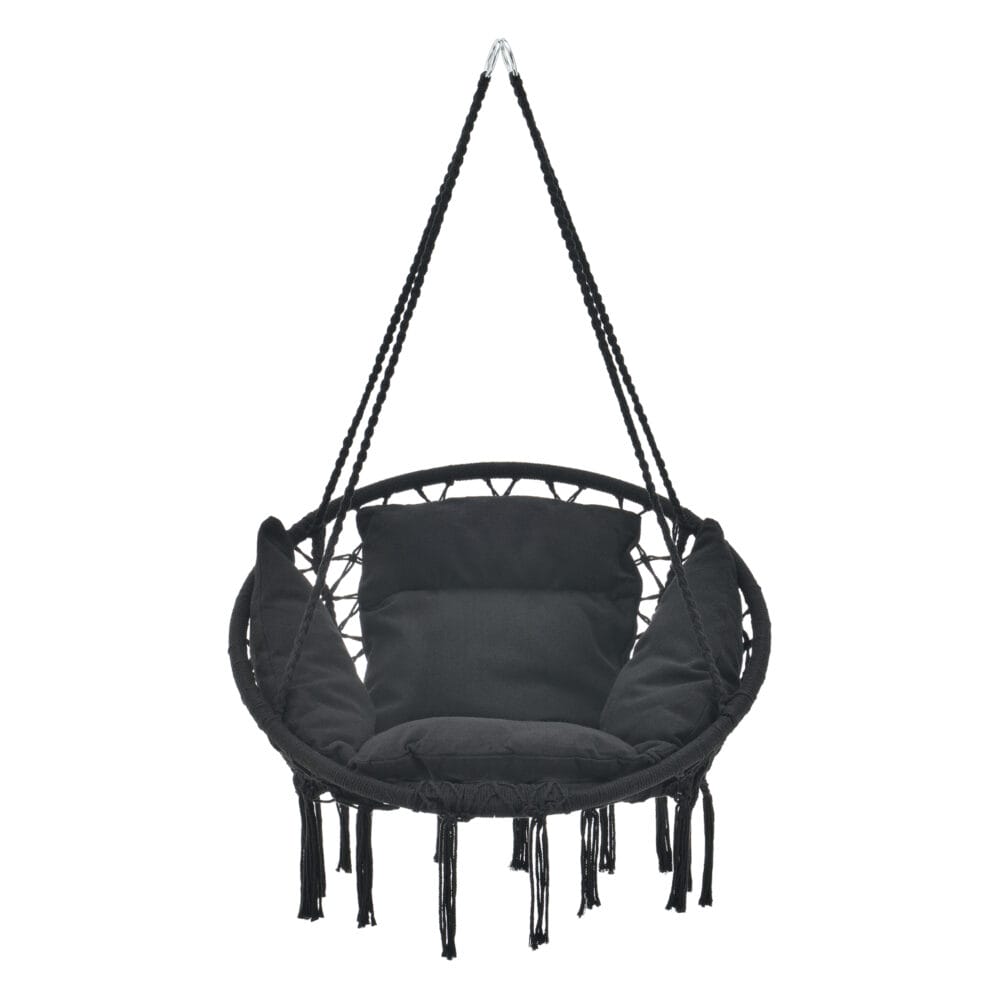 Hängesessel Kailua Max. 150 kg Indoor Outdoor mit Kissen Schwarz